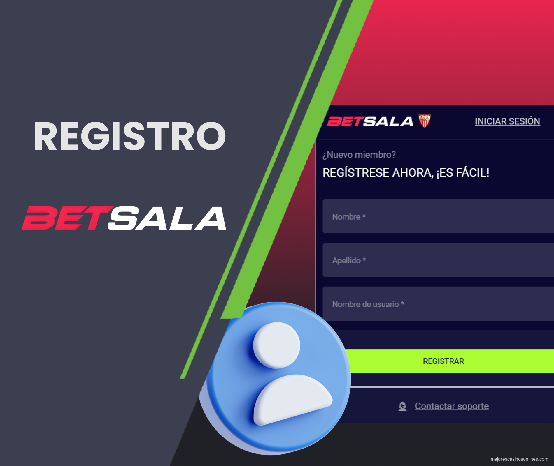 Proceso de creación de cuenta en Betsala
